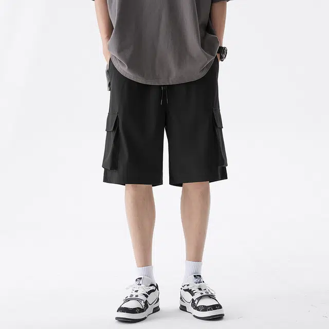 领航骆驼 美式百搭运动薄款透气速干五分系带休闲短裤 男女同款