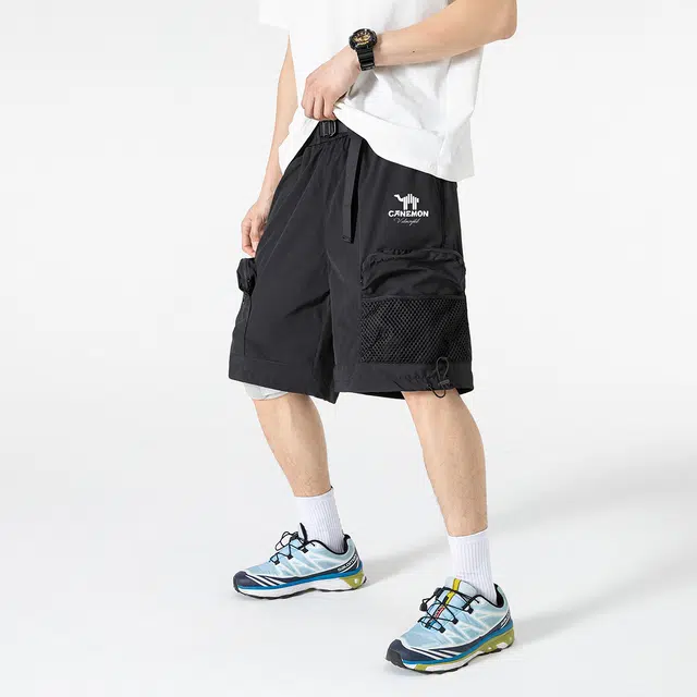 领航骆驼 美式机能工装风户外徒步五分裤宽松休闲短裤 男女同款