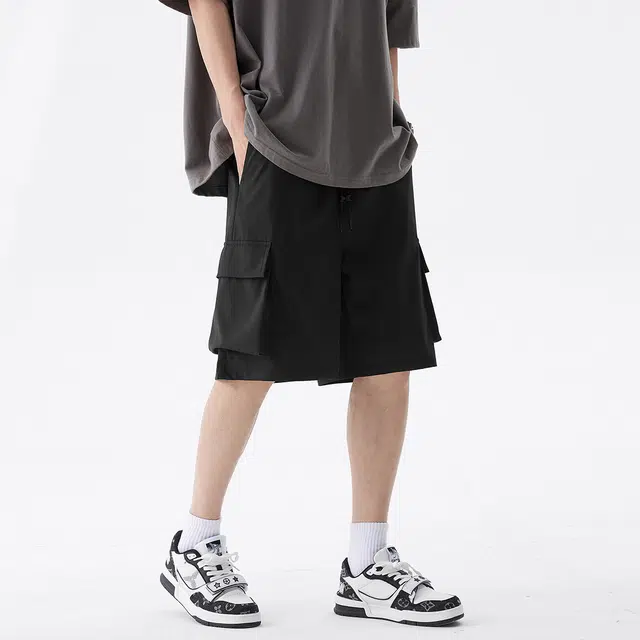 领航骆驼 美式百搭运动薄款透气速干五分系带休闲短裤 男女同款