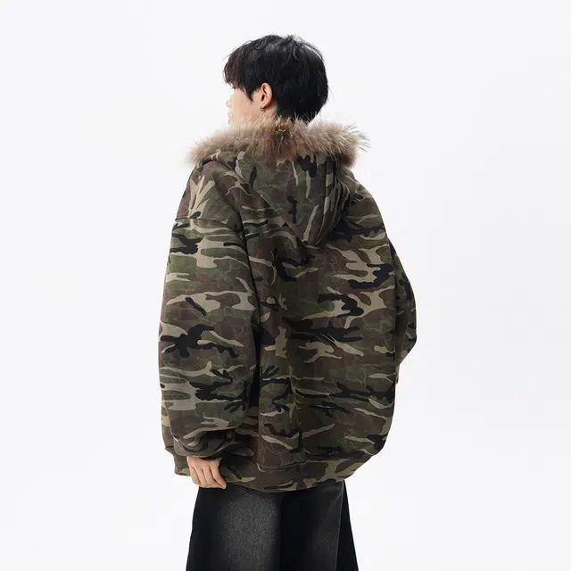 领航骆驼 秋冬季美式复古潮牌迷彩连帽拉链开衫长袖学院底特律风时尚宽松百搭夹克卫衣  男女同款