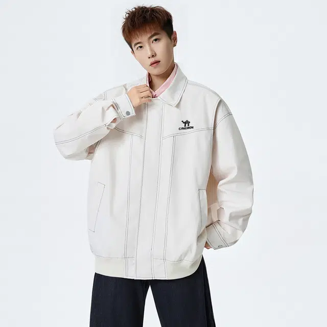 领航骆驼 小众设计复古简约学院风翻领休闲宽松潮流潮牌春秋季时尚百搭舒适痞帅高级感   夹克 男女同款