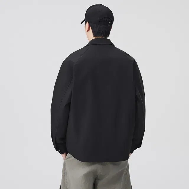 领航骆驼 美式复古时尚简约男士痞帅百搭纯色潮流上衣外套宽松透气翻领设计个性舒适休闲小众校园风高级氛围感日系潮牌      夹克 男女同款