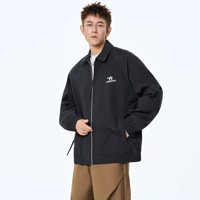 领航骆驼 时尚街头系列复古原创简约基础款学院风翻领休闲宽松上衣潮流潮牌春秋季外套百搭舒适痞帅高级感工装夹克  男女同款