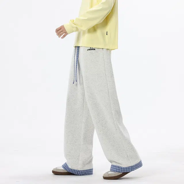 领航骆驼 美式复古学院风字母印花小众高级设计感宽松直筒百搭简约运动阔腿卫裤    休闲裤  男女同款