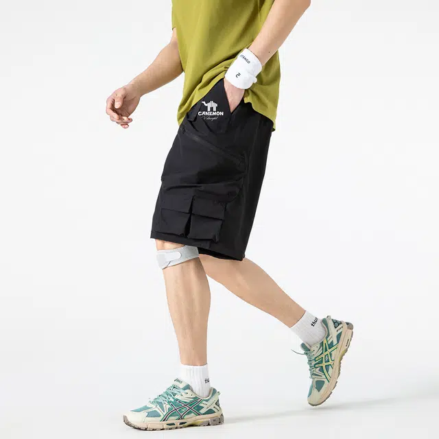 领航骆驼 直筒透气纯色百搭潮流户外运动休闲短裤 男女同款