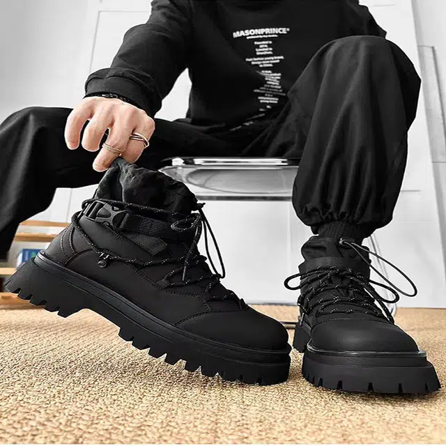 年走索 二层牛皮 时尚舒适 短筒 马丁靴 男女同款