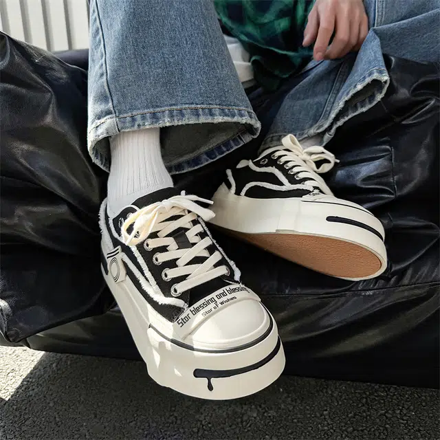 年走索 潮流舒适 低帮 帆布鞋 男女同款 黑色