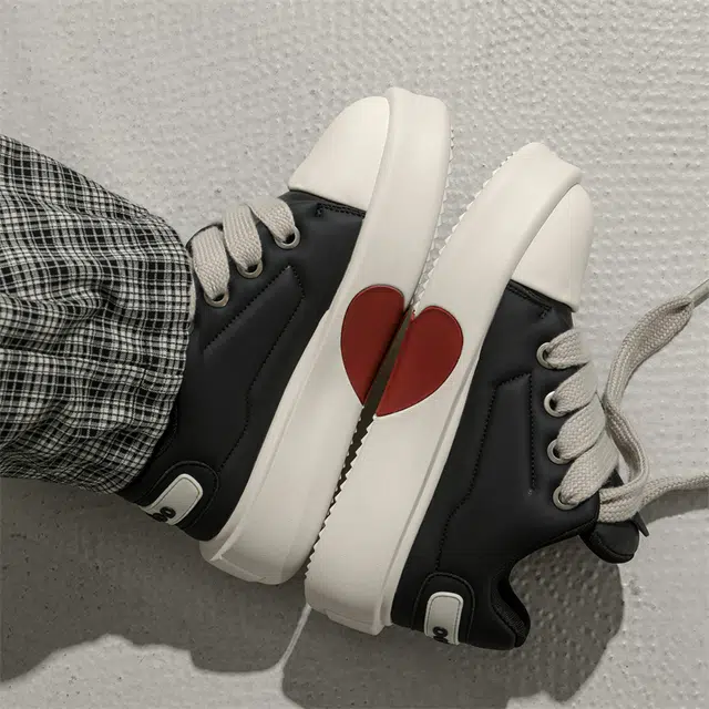 年走索 超纤皮 时尚百搭休闲厚底 低帮 板鞋 男女同款 黑色