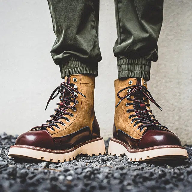 年走索 二层牛皮 复古百搭休闲 中筒 户外靴 男款
