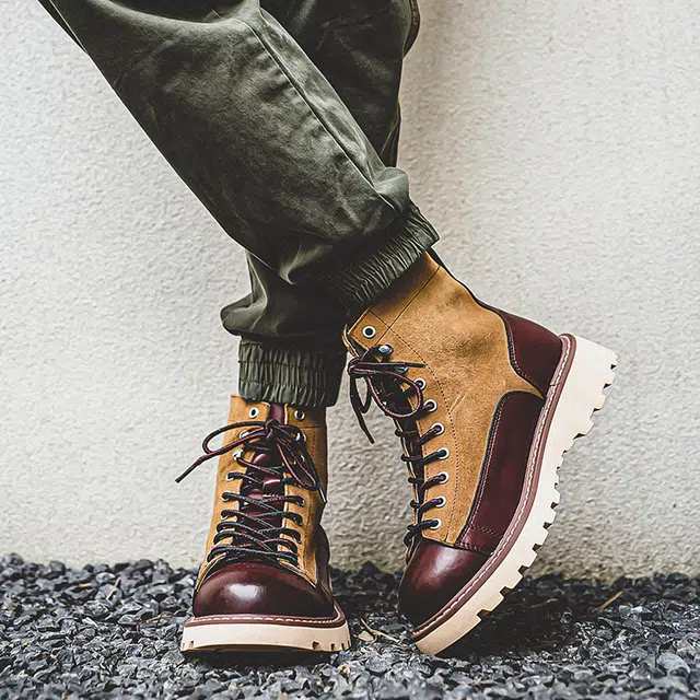 年走索 二层牛皮 复古百搭休闲 中筒 户外靴 男款
