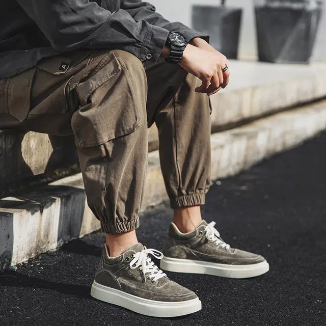 年走索 圆头系带 舒适百搭 防滑耐磨 高帮 板鞋 男款