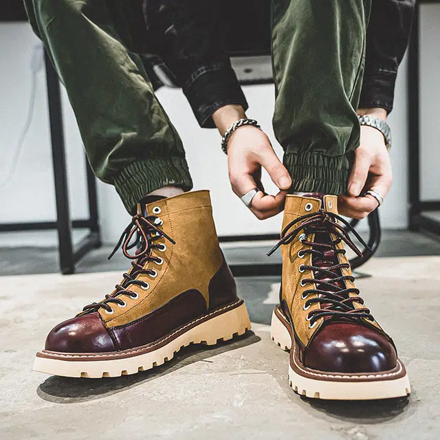 年走索 二层牛皮 复古百搭休闲 中筒 户外靴 男款
