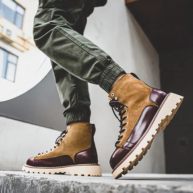 年走索 二层牛皮 复古百搭休闲 中筒 户外靴 男款