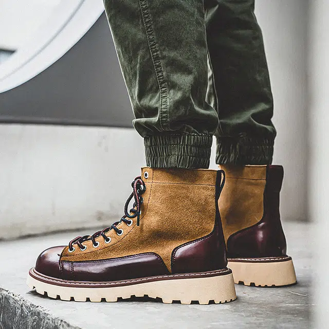 年走索 二层牛皮 复古百搭休闲 中筒 户外靴 男款