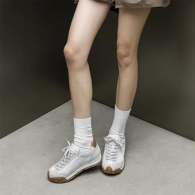 年走索 牛剖层革 复古运动休闲百搭 低帮 板鞋 男女同款 白色