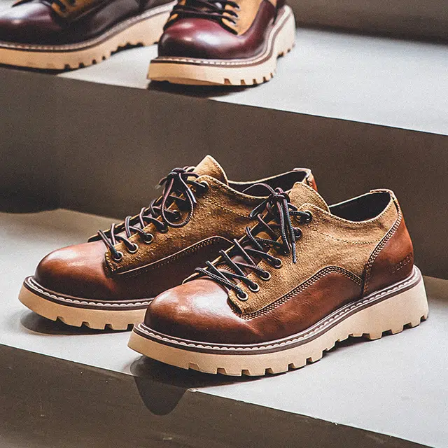年走索 牛反绒皮 百搭英伦圆头复古美式 休闲鞋 男款