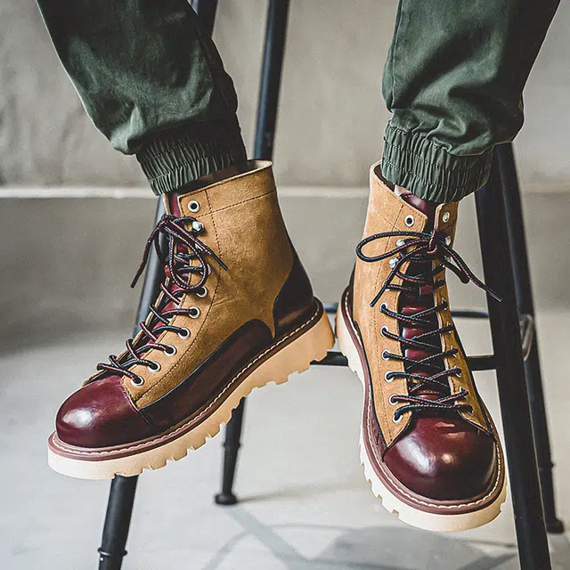 年走索 二层牛皮 复古百搭休闲 中筒 户外靴 男款