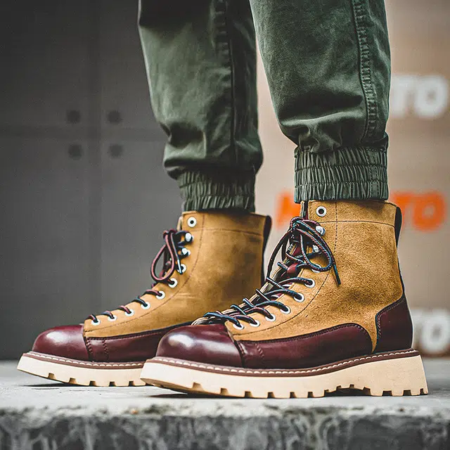 年走索 二层牛皮 复古百搭休闲 中筒 户外靴 男款