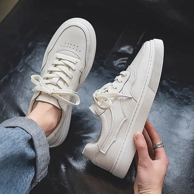 年走索 二层牛皮 潮流平底简约百搭 透气耐磨 低帮 板鞋 男款 白色