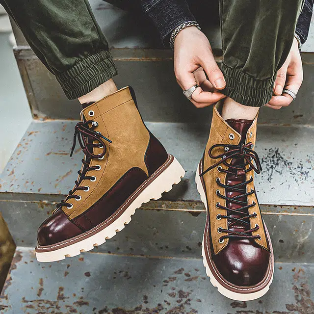 年走索 二层牛皮 复古百搭休闲 中筒 户外靴 男款
