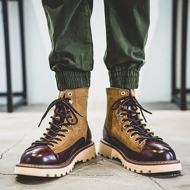 年走索 二层牛皮 复古百搭休闲 中筒 户外靴 男款