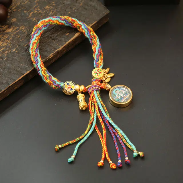 檀纳 【招财转运丨流通处代请】新中式藏式彩色手饰 平安喜乐前程似锦考试上岸#好运 合金 手链 男女同款情侣款