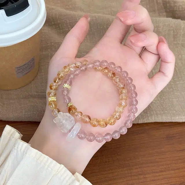檀纳 简约招桃花狐狸小众 爱情甜蜜 感情升温 女友佩戴让爱发光 草莓晶 手串 男女同款情侣款