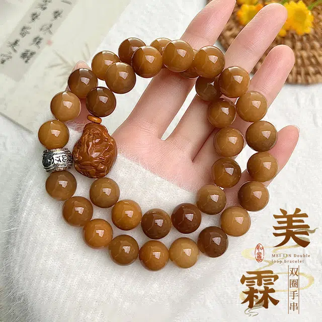 檀纳 八方来财风化双圈风文玩手持盘玩佛珠念珠手持多圈文玩#好运 菩提根 手串 男女同款情侣款