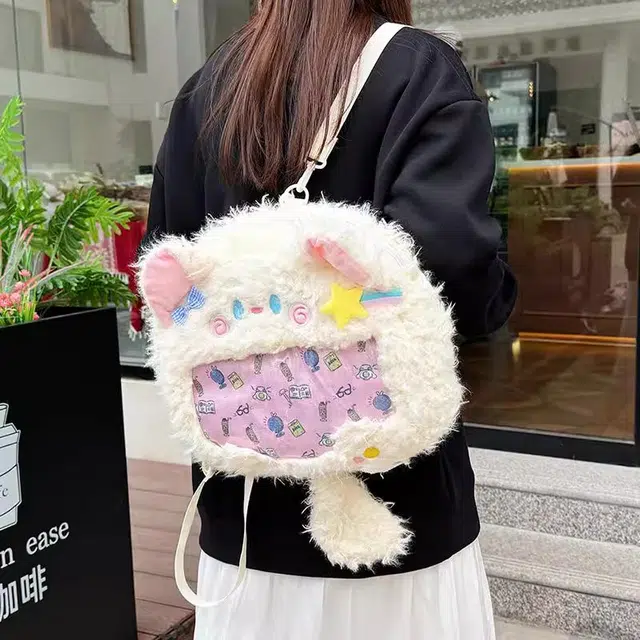番尼可儿 小猫背包 韩系甜美猫透明痛包卡通斜跨包 可爱呆萌 玩偶周边