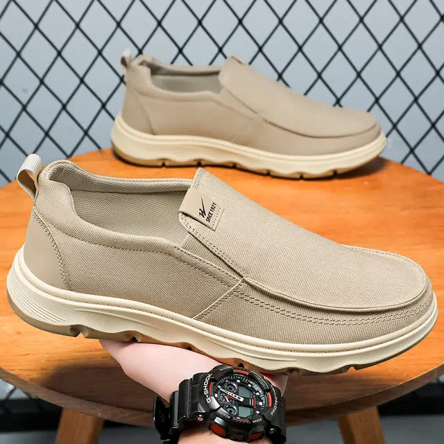 双星八特 男鞋一脚蹬爸爸鞋男士中老年健步鞋老北京布鞋 帆布 简约舒适 宽松透气 耐磨 低帮 生活休闲鞋 男款