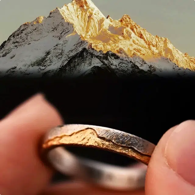 丰运阁 日照金山对戒 开口可调节 新中式复古民族风 山系设计轻奢高级感 恋爱甜蜜爱饰 合金 戒指 男女同款情侣款