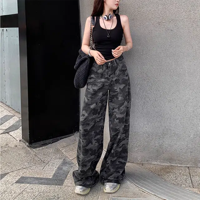 么宁 时尚舒适百搭工装裤 男女同款 迷彩