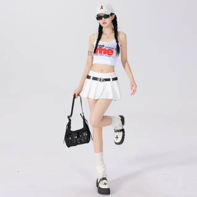 么宁 美式辣妹超短百褶裙高腰显瘦百搭半身裙显腿长休闲短裙 女款