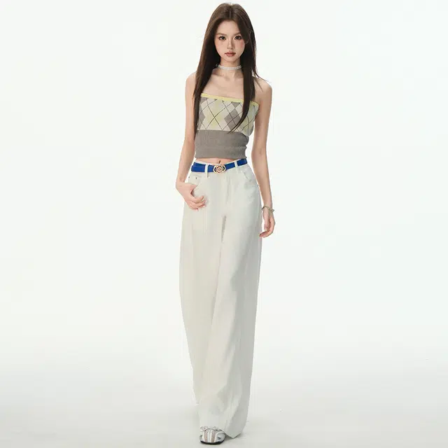 么宁 超薄三防面料冰凉透气侧缝拉高设计显高宽松直筒垂感拖地牛仔裤 女款