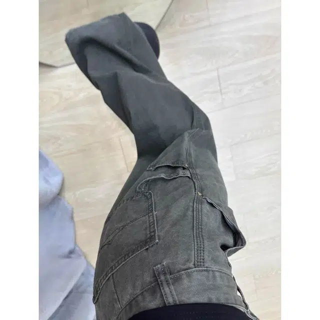 么宁 绿色阔腿工装微喇美式高腰宽松显瘦垂感拖地裤子牛仔裤 女款