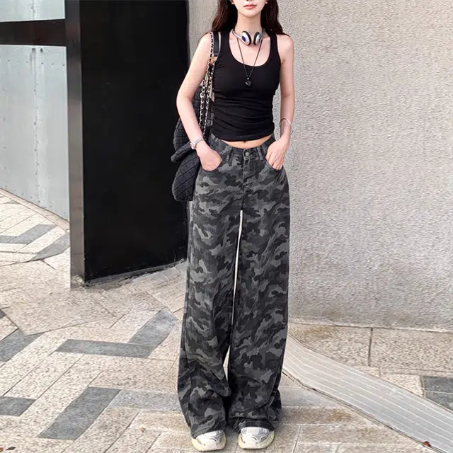 么宁 时尚舒适百搭工装裤 男女同款 迷彩