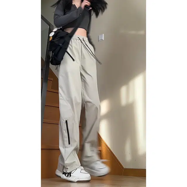 么宁 时尚简约户外运动百搭宽松直筒休闲裤 男女同款