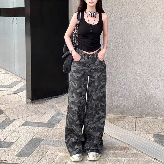 么宁 时尚舒适百搭工装裤 男女同款 迷彩