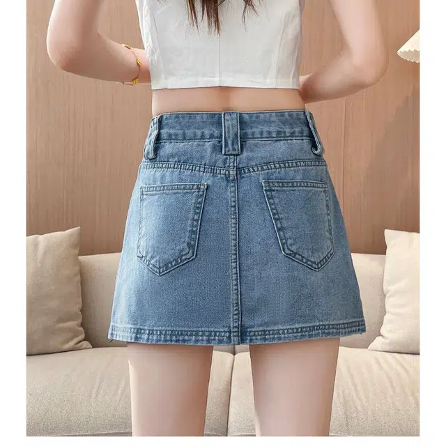 么宁 侧拉链宽松时尚热辣简约舒适牛仔短裙 女款