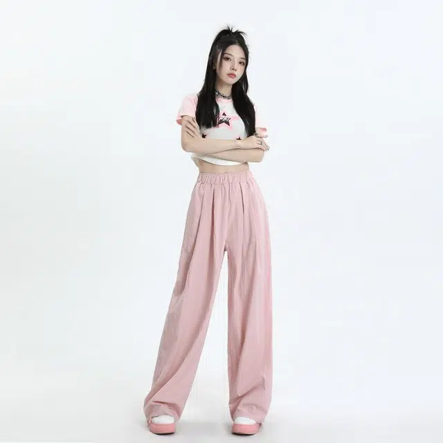 么宁 高腰阔腿褶皱肌理垂感慵懒风休闲裤 女款