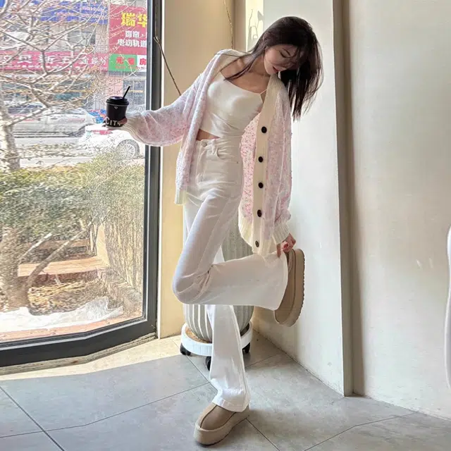 么宁 高腰微喇叭小个子修身显瘦弹力垂感马蹄裤牛仔裤 男女同款 白色
