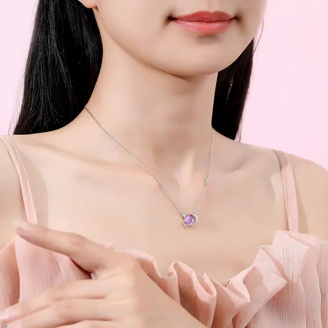 全年红 星球小众梦幻高级感锁骨链 紫水晶 项链 女款