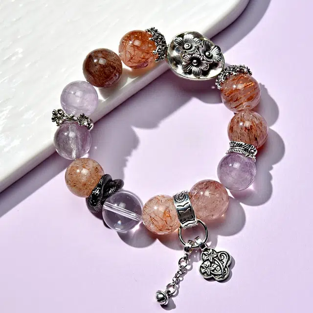 全年红 新中式花朵吊坠个性#好运 超七 手串 女款