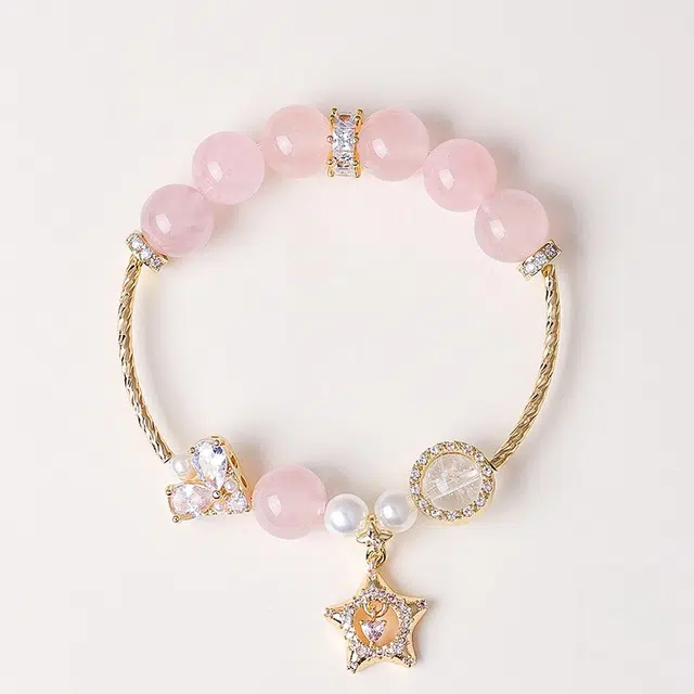 全年红 紫晶星串珠时尚高级感#好运 粉水晶 手串 女款