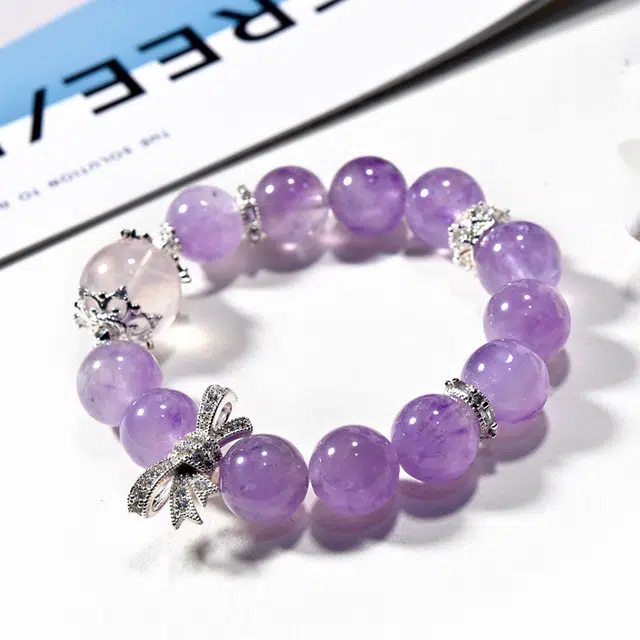 全年红 薰衣草紫晶时尚微镶蝴蝶结#好运 紫水晶 手串 女款