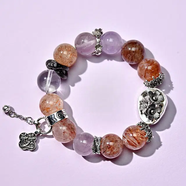 全年红 新中式花朵吊坠个性#好运 超七 手串 女款