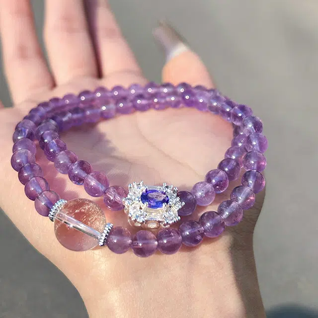 全年红 薰衣草多圈配饰 紫水晶 手串 女款