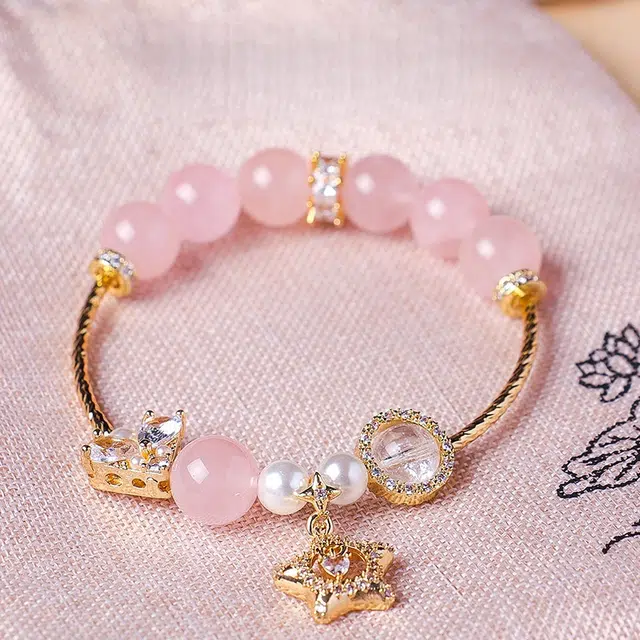 全年红 紫晶星串珠时尚高级感#好运 粉水晶 手串 女款