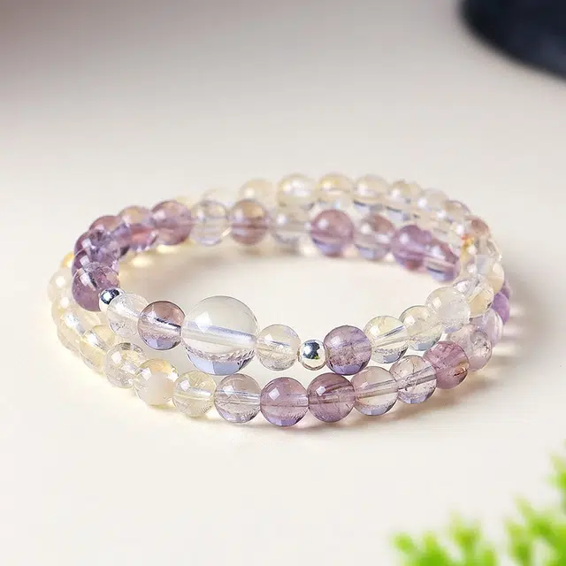 全年红 玻利维亚紫晶串珠双圈时尚高级感#好运 紫水晶 手串 女款