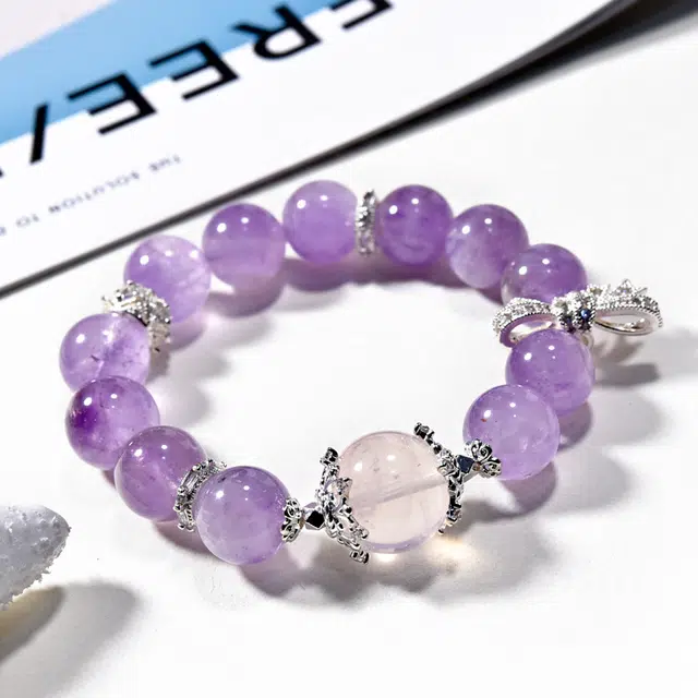 全年红 薰衣草紫晶时尚微镶蝴蝶结#好运 紫水晶 手串 女款